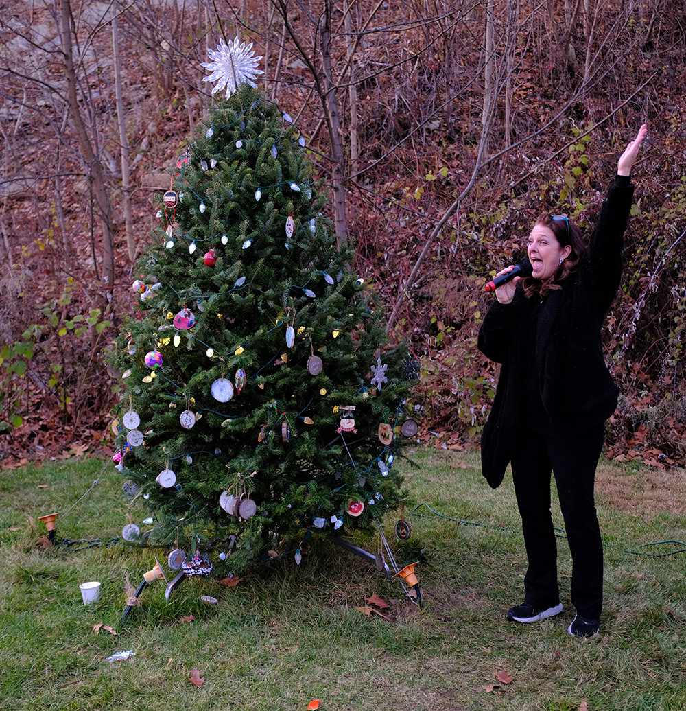 After a slight delay, Vivian Lanzarone was elated when the Christmas tree lights came on.